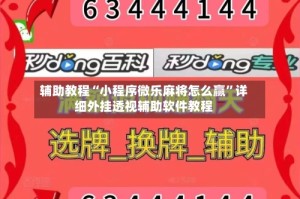 辅助教程“小程序微乐麻将怎么赢”详细外挂透视辅助软件教程