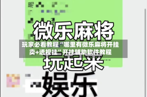 玩家必看教程“哪里有微乐麻将开挂卖+透视挂”开挂辅助软件教程