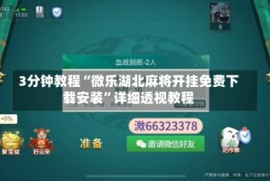 3分钟教程“微乐湖北麻将开挂免费下载安装”详细透视教程