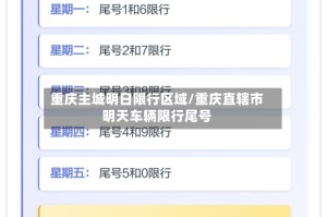 重庆主城明日限行区域/重庆直辖市明天车辆限行尾号