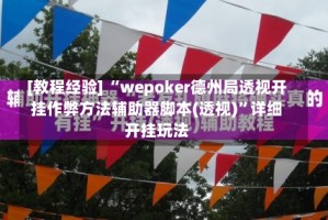 [教程经验] “wepoker德州局透视开挂作弊方法辅助器脚本(透视)”详细开挂玩法