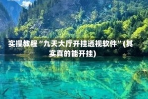 实操教程“九天大厅开挂透视软件”(其实真的能开挂)