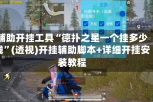 辅助开挂工具“德扑之星一个挂多少钱”(透视)开挂辅助脚本+详细开挂安装教程