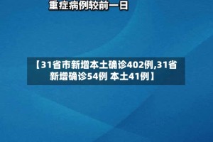 【31省市新增本土确诊402例,31省新增确诊54例 本土41例】