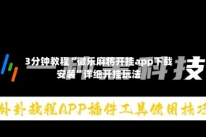 3分钟教程“微乐麻将开挂app下载安装”详细开挂玩法