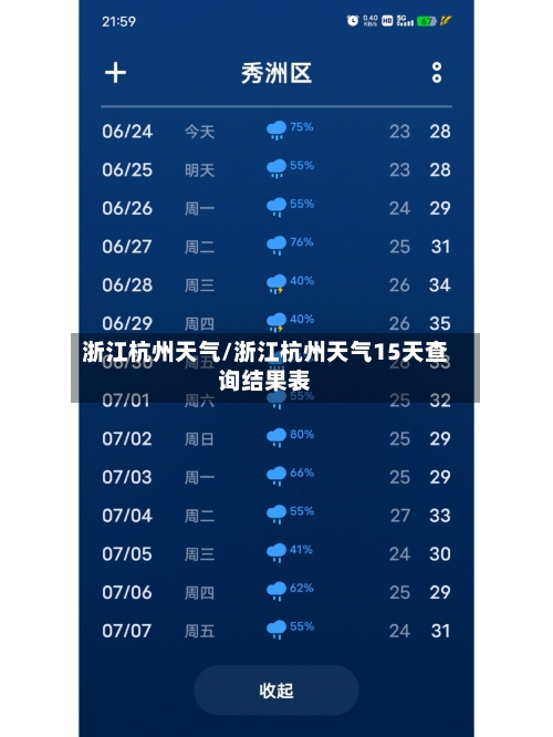 浙江杭州天气/浙江杭州天气15天查询结果表-第2张图片