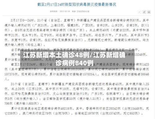 江苏新增本土确诊48例/江苏新增确诊病例840例-第1张图片
