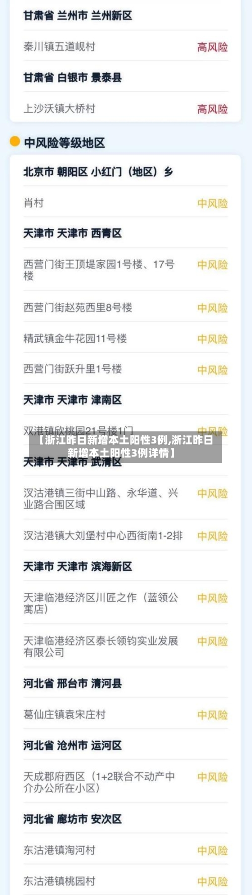 【浙江昨日新增本土阳性3例,浙江昨日新增本土阳性3例详情】-第1张图片