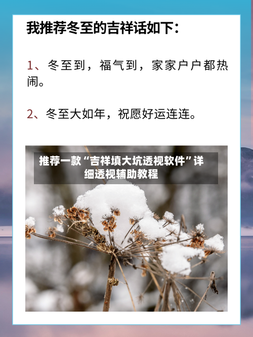 推荐一款“吉祥填大坑透视软件”详细透视辅助教程-第1张图片