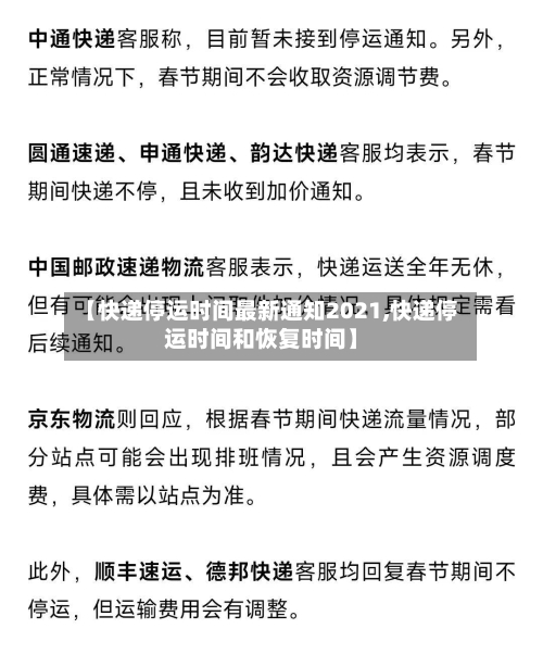 【快递停运时间最新通知2021,快递停运时间和恢复时间】-第1张图片