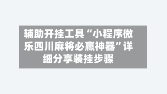 辅助开挂工具“小程序微乐四川麻将必赢神器”详细分享装挂步骤-第2张图片