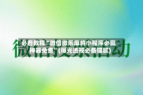 必看教程“微信微乐麻将小程序必赢神器免费	”(曝光透视必备猫腻)-第3张图片