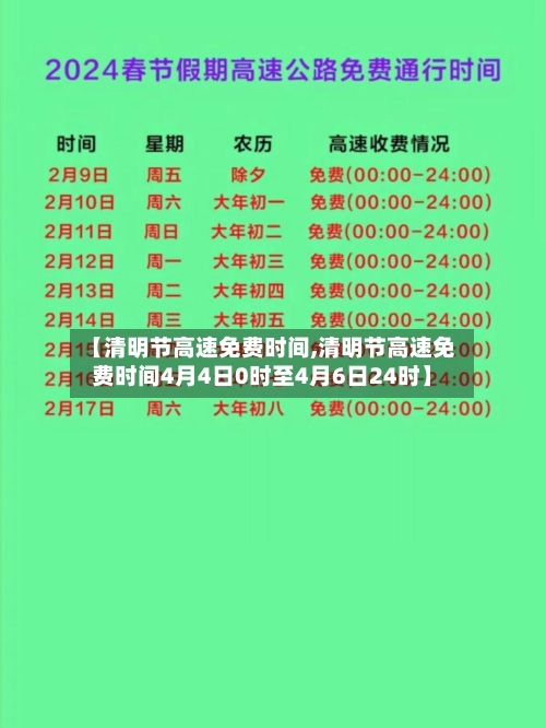 【清明节高速免费时间,清明节高速免费时间4月4日0时至4月6日24时】-第1张图片