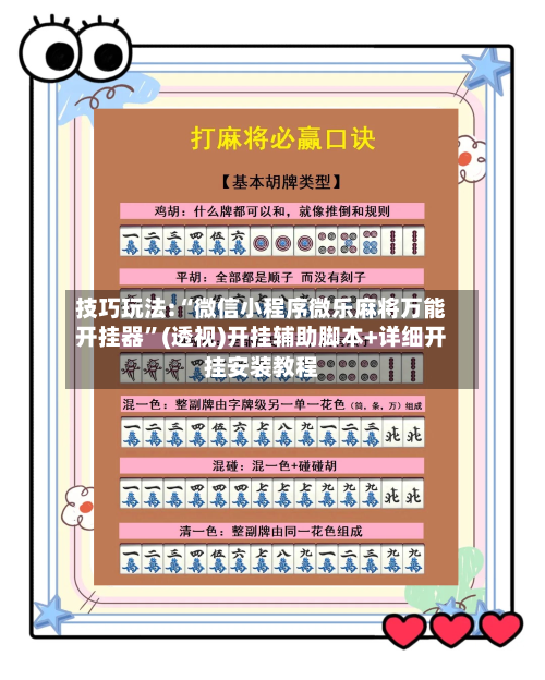 技巧玩法:“微信小程序微乐麻将万能开挂器	”(透视)开挂辅助脚本+详细开挂安装教程-第1张图片