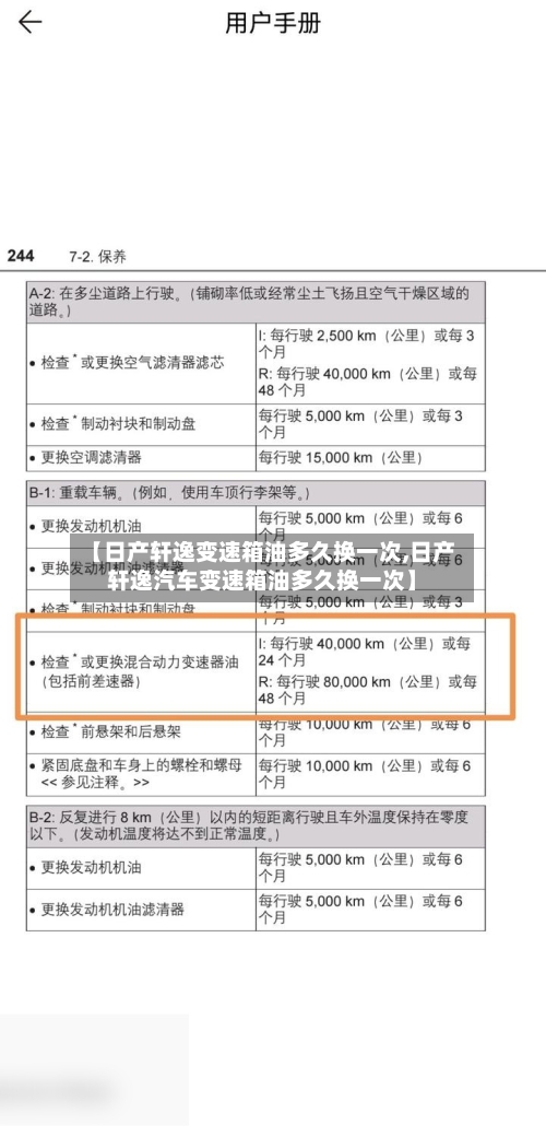 【日产轩逸变速箱油多久换一次,日产轩逸汽车变速箱油多久换一次】-第1张图片