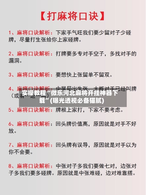 实操教程“微乐河北麻将开挂神器下载	”(曝光透视必备猫腻)-第1张图片