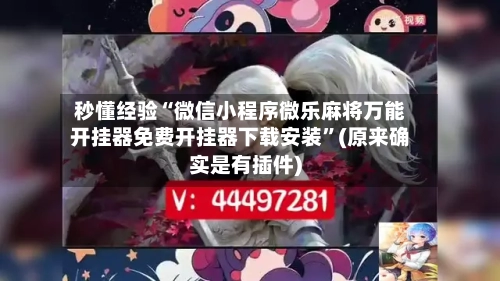 秒懂经验“微信小程序微乐麻将万能开挂器免费开挂器下载安装”(原来确实是有插件)-第1张图片