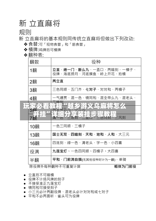 玩家必看教程“越乡游义乌麻将怎么开挂”详细分享装挂步骤教程-第1张图片