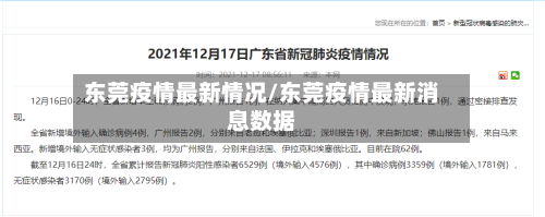 东莞疫情最新情况/东莞疫情最新消息数据-第1张图片