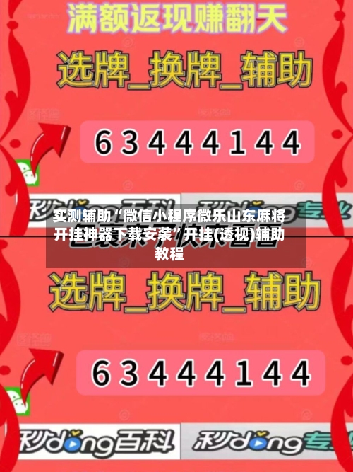 实测辅助“微信小程序微乐山东麻将开挂神器下载安装”开挂(透视)辅助教程-第1张图片