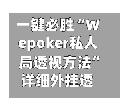一键必胜“Wepoker私人局透视方法	”详细外挂透视辅助软件教程-第1张图片