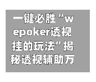 一键必胜“wepoker透视挂的玩法”揭秘透视辅助万能挂用法-第1张图片