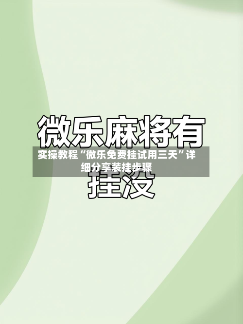 实操教程“微乐免费挂试用三天”详细分享装挂步骤-第1张图片