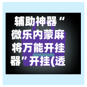 辅助神器“微乐内蒙麻将万能开挂器”开挂(透视)辅助教程-第1张图片